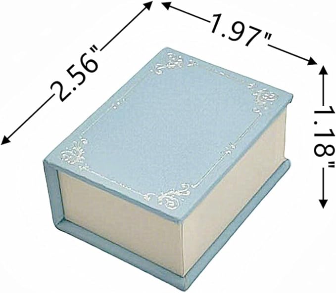 Book Shaped Ring Box - Vintage Engagement Ring Box with Hinged Lid for Proposal Engagement Wedding, Proposal Ring Case -PRB016-Blue