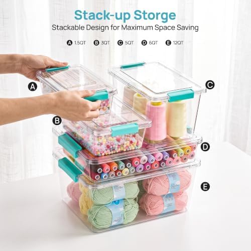 Vtopmart 2 Pack 12 Qt Clear Craft Storage Bins with Lids and Latches - Image 5