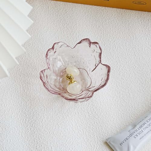 Pink Flower Ring Dish Jewelry Tray,Glass Trinket Dish Bathroom Room Decor Trinket Dish Valentine's Friendship Christmas Birthday Gifts for Women (Beige Pink) - Image 7