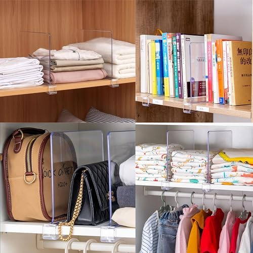 Clear Acrylic Shelf Dividers for Closet Organization - 10 Pack Closet Shelf Divider for Sweatshirt,Towel,Bag,Purse,Clothing,Sweater Organizer,Plastic Dividers and Separators for Shelves and Bedroom - Image 7