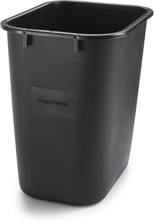 COASTWIDE Professional Indoor Trash Can Without Lid, Black Soft Molded Plastic, 3.5 Gallon