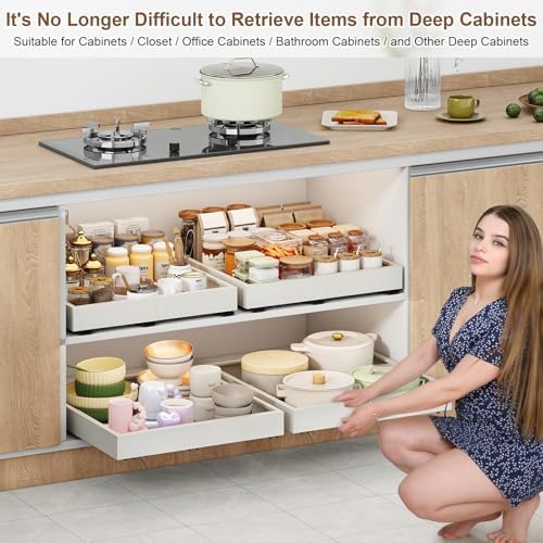 Fokyfok 2Pc Pull out Cabinet Organizer,11"-16"W,17"-24"D,Expandable - Image 6