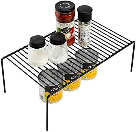iPEGTOP Set of 6 Large (15.7 x 9.4 Inch) Kitchen Cupboard Organiser, Freezer Cabinet Storage Metal Shelf Wire Rack, Rustproof Steel Shelves for Fridge Pantries Countertops Utensils, Black - Image 2