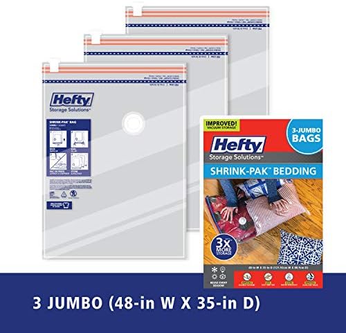 Shrink-Pak Space Bags Vacuum Storage Bags for Bedding Jumbo Compression 3 Pack Clear for Comforters Blankets (3 Jumbo/Bedding Solo) - Image 3
