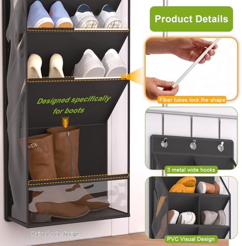Over the Door Shoe Organizer for 16-20 Pairs, Black - Image 2