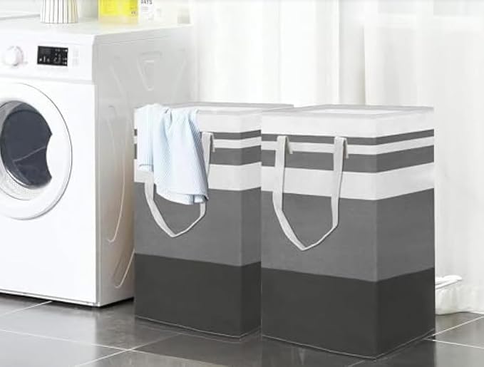 2-Pack Large Laundry Bag, Waterproof,Collapsible Tall Clothes Hamper with Extended Handles for Clothes Toys in the Dorm and Family,NO have Wire frame！ not stand up!