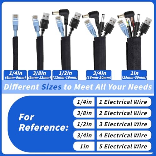 30ft - 1/2in Split Braided Sleeve Cable Management, Self-Wrapping - Image 6