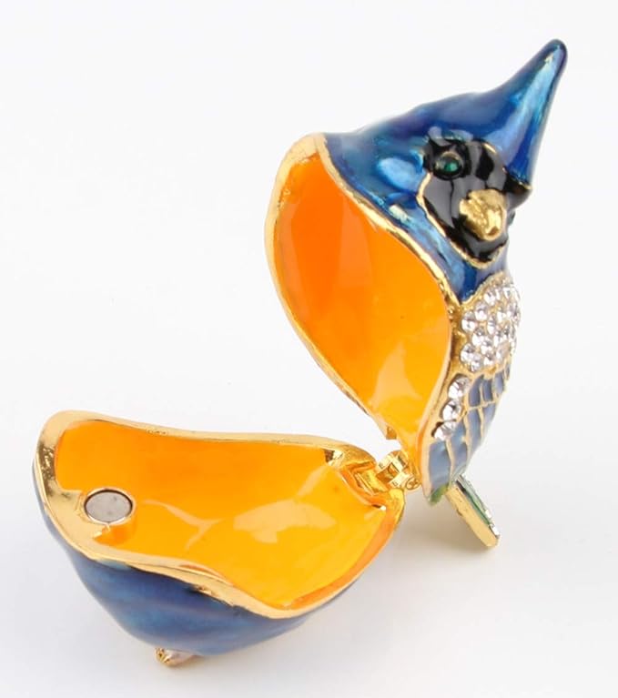 SEVENBEES Bird Trinket Box Metal Enameled Animal Figurines Collectable Wedding Jewelry Ring Holder Organizer