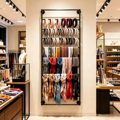 10 Tier Scarf Display Rack Tie Hijab Ribbon Organizer Gift Wrap Paper Holde - Image 3