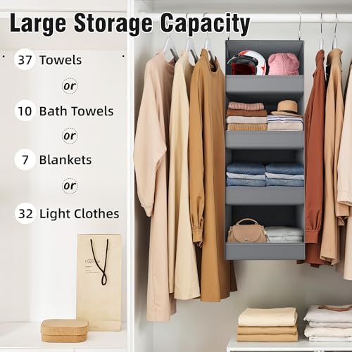 GRANNY SAYS 4-Shelf Hanging Organizer, Closet Hanging Shelves, Closet Hanging Storage Organizers, Organization for Bedroom, Living Room, Baby Nursery, Camper Accessories, Gray, 1-Pack - Image 5