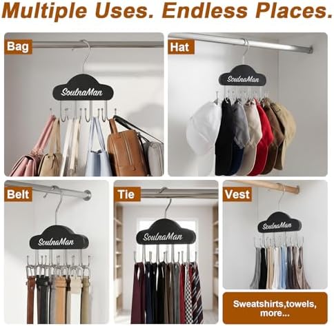 Belt Organizer, Tie Rack with 8 Hooks,Belt Hanger (Black,2 Pcs) - Image 6