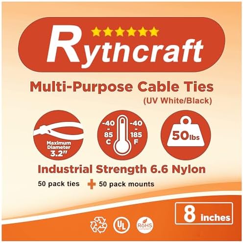50 Pack 1.5 inch Zip Tie Adhesive Mounts Self Adhesive Cable Tie Base Holders with Multi-Purpose Tie wire clips with screw hole,Anchor stick on wire holder with 8 inch zip ties（Black） - Image 7