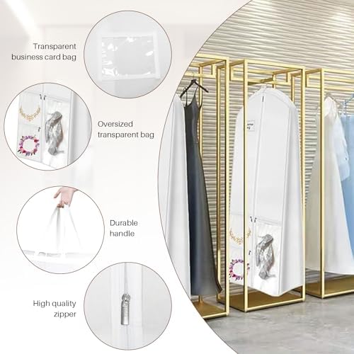 Wedding Dress Cover, White, 70'' Long for Travel - Image 4