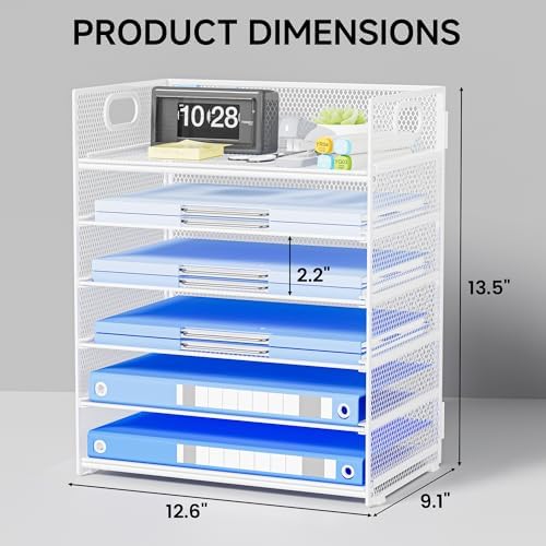 Paper Organizer for Desk with Handle, 6-Tier - Image 2