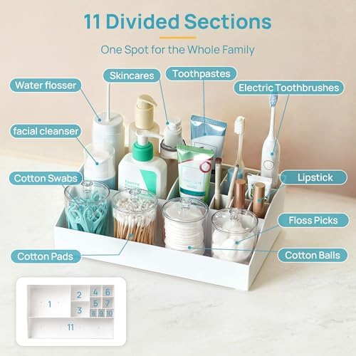 Vtopmart 5 PCS Bathroom Countertop Organizer Sets, White - Image 5