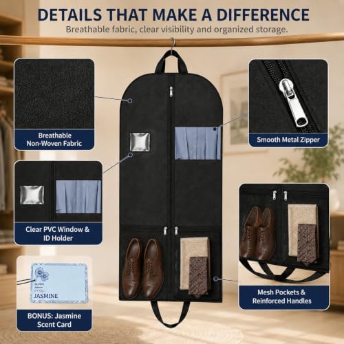 43 Inch Gusseted Garment Bag for Closet Storage and Workwear Organization - Image 3