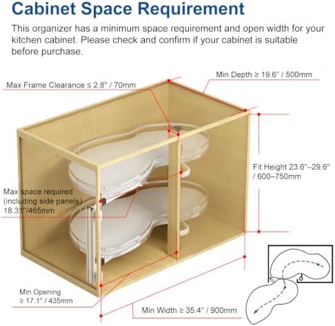 VADANIA Blind Corner Pull Out Organizer, 36" Right Swing Cabinet - Image 2