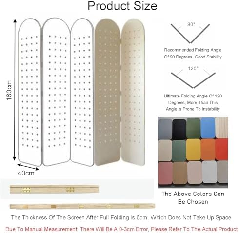 Folding Pegboard Room Divider,5 Panels Pegboard Partition Screen,Room Divider Wall with Foot Brackets,Convenient for Bedroom Market Jewelry Store(Style 2,180x40cm-4 Panel) - Image 2