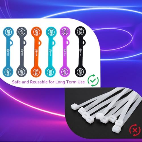 SUNFICON 6 Pack Magnetic Cord Organizers Cable Clips Cable Straps Silicone Twist Ties Colorful Headphone Cord Keeper Holder Manager Bookmark Whiteboard Fridge Magnet Keychain Gift Home,Office,School - Image 4