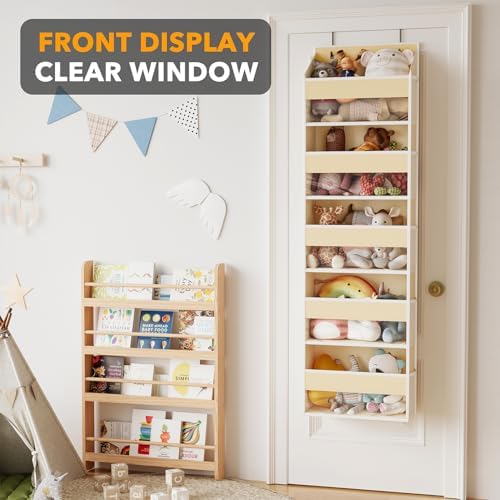 SpaceAid 1 Pack Over The Door Organizer with 5 Large Pockets and 10 Mesh Side Pockets, 5 Layers Door Organizer Hanging with Clear Window for Bedroom, Bathroom, Pantry and Nursery, Beige - Image 5
