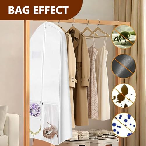 Wedding Dress Cover, White, 70'' Long for Travel - Image 6