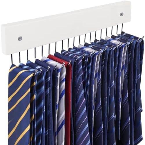 Tie Rack Wall Mounted, 180 Degree Rotating Tie Hanger Belt Holder Organizer Max 20 Storage for Purse, Scarves, Tank Top, Hats, Medals by HAKDAY