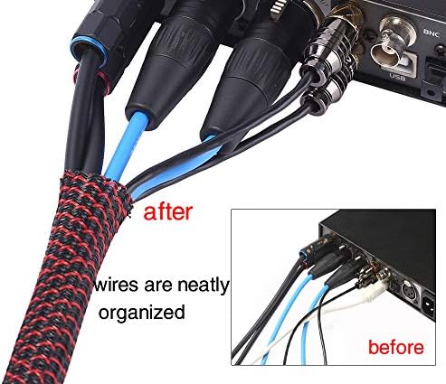 Alex Tech 10ft - 1/2 inch Cord Protector Wire Loom Tubing Cable Sleeve Split Sleeving For USB Power Cord Audio Video Cable – Protect Cat From Chewing Cords - Blackred - Image 5