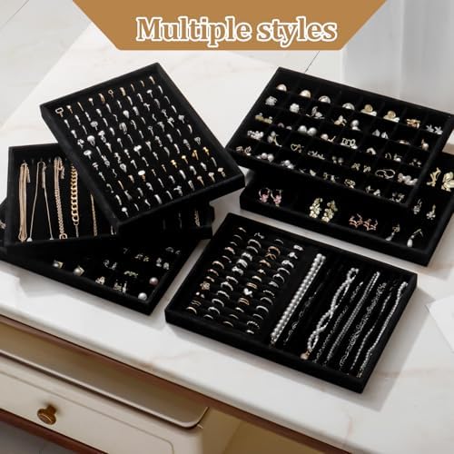 Large Velvet Jewelry Drawer Organizer Trays Set of 4, 48 Grids - Image 7