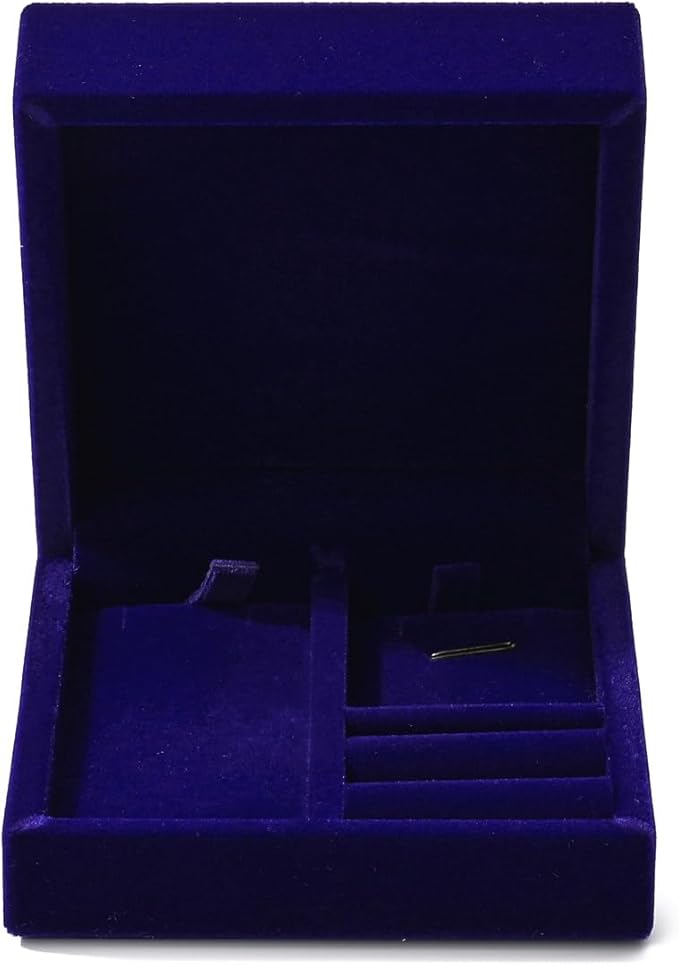 3 in 1 Velvet Jewelry Set Gift Box Earring Gift Box Ring Necklace Boxes Small Jewelry Storage Boxes for Travel Birthday Mother's Day Valentine's Day Gifts (Blue)