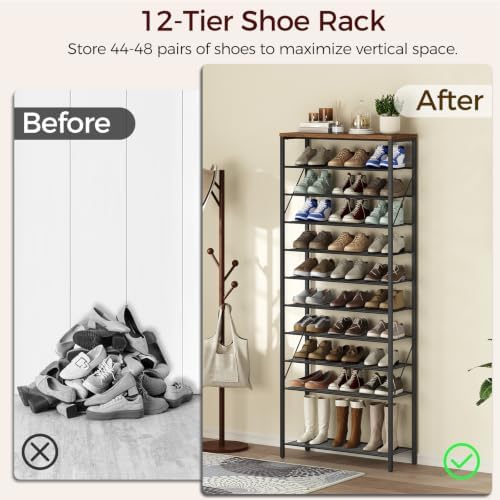 MAHANCRIS 12 Tier Shoe Rack, Shoe Storage Organizer, Holds 44-48 Pairs - Image 4