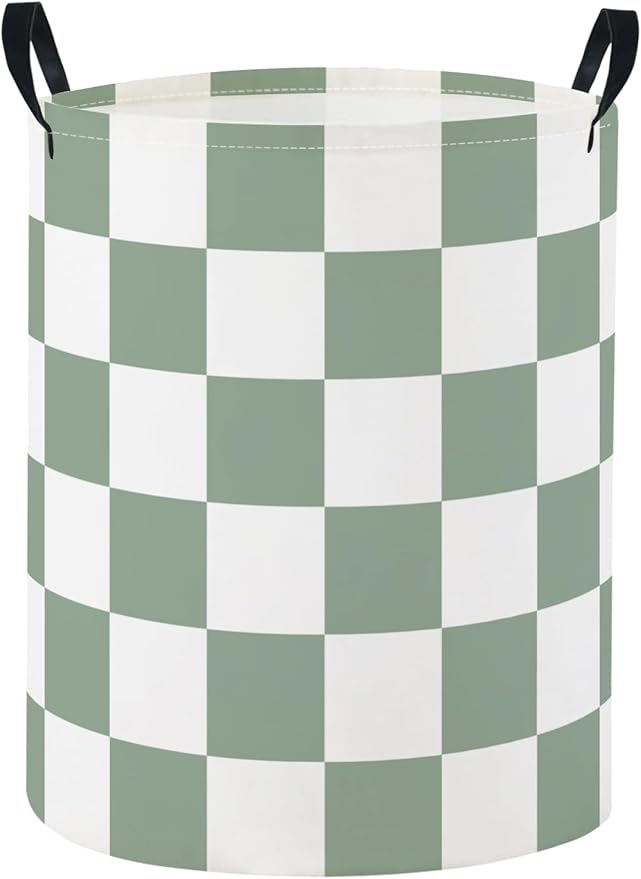Baby Laundry Basket Baby Nursery Hamper Kids Laundry Basket Toy Storage Bin for Boys Room Decor Gift Baskets for Bedroom Bathroom(Green Checkered)