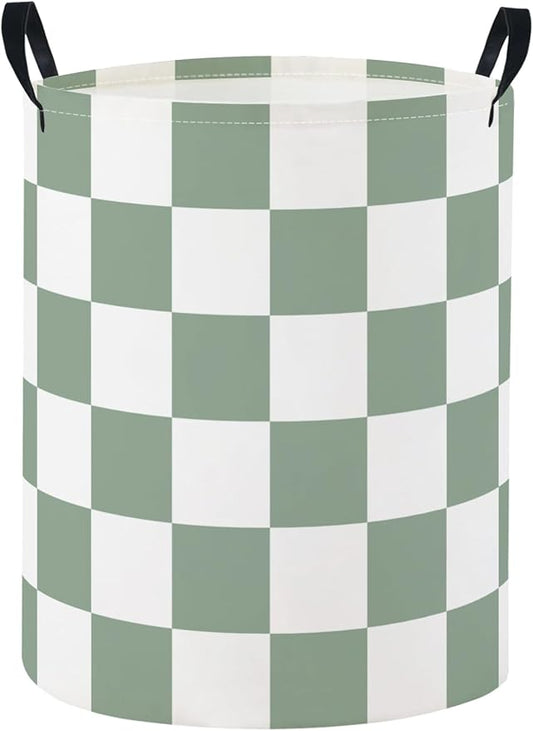 Baby Laundry Basket Baby Nursery Hamper Kids Laundry Basket Toy Storage Bin for Boys Room Decor Gift Baskets for Bedroom Bathroom(Green Checkered)