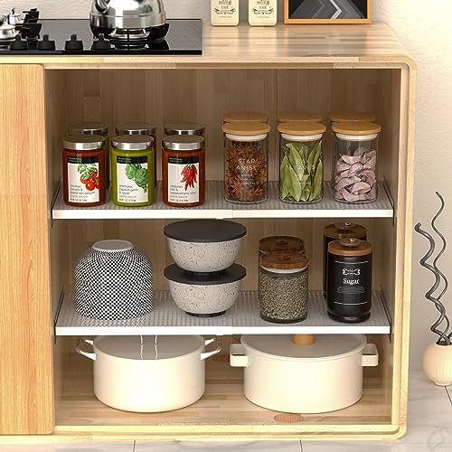 Closet Organizer Tension Shelves Expandable Cabinet Storage Shelving Rack Heavy Duty Metal DIY Divider for Cabinet Wardrobe Cupboard Pantry Kitchen Bedroom,White,2packs - Image 2
