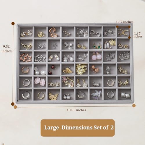Large Velvet Jewelry Drawer Organizer Trays Set of 4, 48 Grids - Image 5