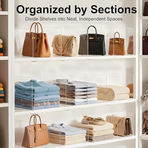 Purse Organizer for Closet Shelf Dividers: Clear Acrylic 16-Pack - Image 3