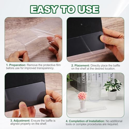 uxcell 6pcs Clear Shelf Dividers, 8"x2.4" Plastic L-Shaped Shelf Separator, Transparent Organizer Divider for Supermarket Store Commodity Classification - Image 4