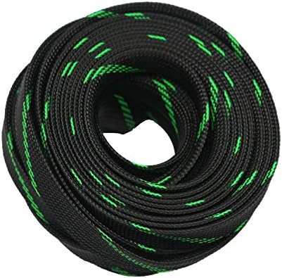 30ft PET Expandable Sleeving Wire Cable Sleeve (2/3", Green&Black) - Image 3
