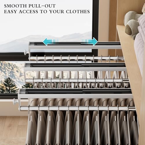 2 Pack Pull Out Closet Valet Rod, Heavy Duty Adjustable Closet Rod, 13.7inch Telescopic Pant Rack, Space Aluminum Clothes Hanger Rail, Closet Storage Organizer for Trousers Clothes White - Image 4