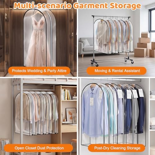 2 Pack Clear Garment Bags, 40 x 24 x 10 In, Side Zipper, Full Length - Image 7