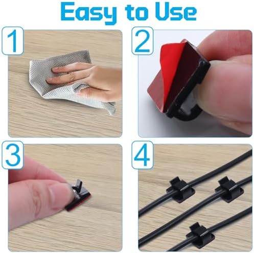 100 PCS Black Cable Clips Adhesive - Image 3
