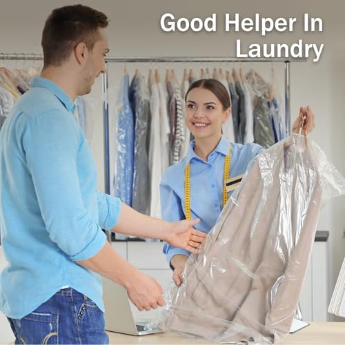 100 Pack 71 Inch Clear Plastic Garment Bag, Extra Long Dry Cleaning Bag, Dry Cleaner Hanging Clothes Cover, Hanging Clothes Storage for Long Dresses, Home Storage, Travel, Moving - Dust-proof - Image 4