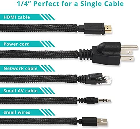 ZhiYo Cable Sleeve, 20ft, 1/4 inch, Black - Image 2