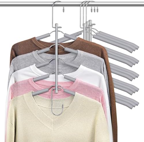 Space Saving Shirt Hanger 5 in 1 Non Slip Coat Hanger Grey 4 Pack by Lomrsiul