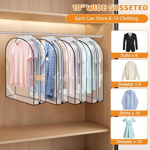 Dntorx 4 Pack Clear Garment Bags, 50" With 10" Gusset, Side Zipper - Image 3