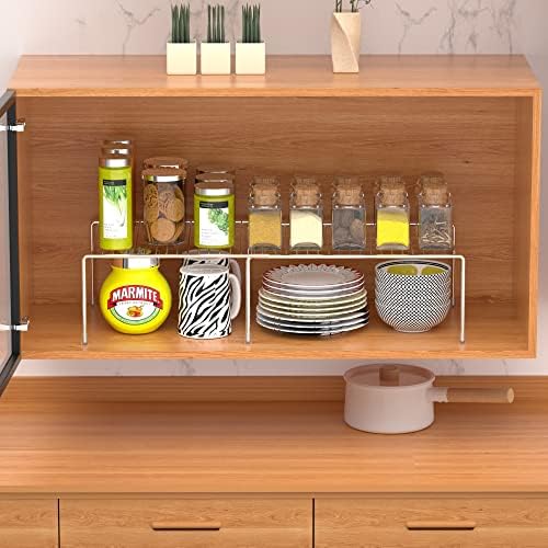 Redrubbit Cabinet Storage Shelf Rack, 4 Piece Expandable Metal Rustproof Kitchen Counter and Cabinet Shelf, Storage Rack Organizer Space Saver for Kitchen, Fridge, Cabinet, Bathroom, Chrome, Set of 2 - Image 5