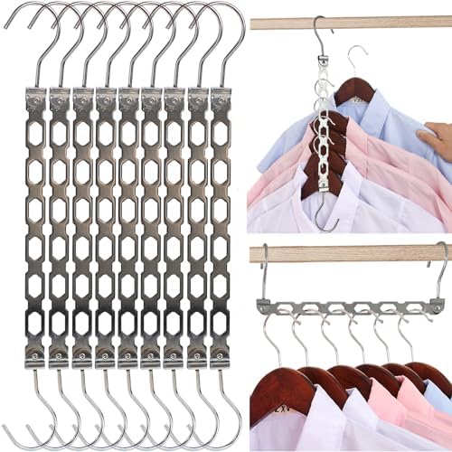 Metal Space Saving Hangers for Clothes, Collapsible Hanger Organizer, 9Pack by AORAKI