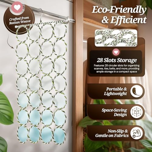 Flexzion Scarf Hanger, 28-Loop Closet Organizer, 1 Pack, Color May Vary - Image 3