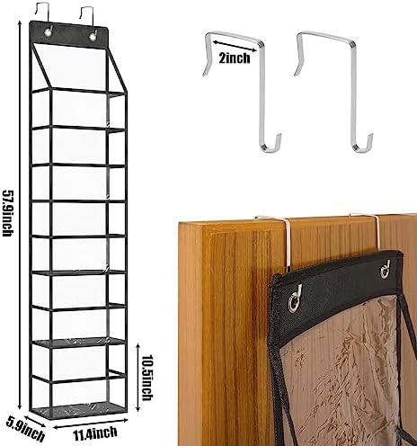 5-Shelf Over The Door Pantry Organizer with Clear Pockets, Heavy Duty Hanging Storage for Closet, Bedroom, Bathroom, and Nursery (Black, Holds up to 28 lbs) - Image 2