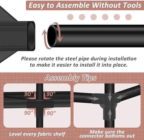 Wardrobe Closet, Quick and Easy Assembly, Black Portable Closet - Image 7