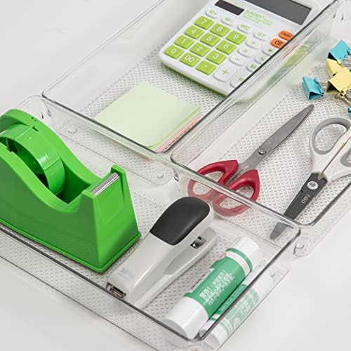 3 Pack Clear Plastic Drawer Organizer Tray Cutlery Utensil Makeups Drawer Silverware Organizers 12" X 6"… (6P(6X6+6X9+6X15)) - Image 5